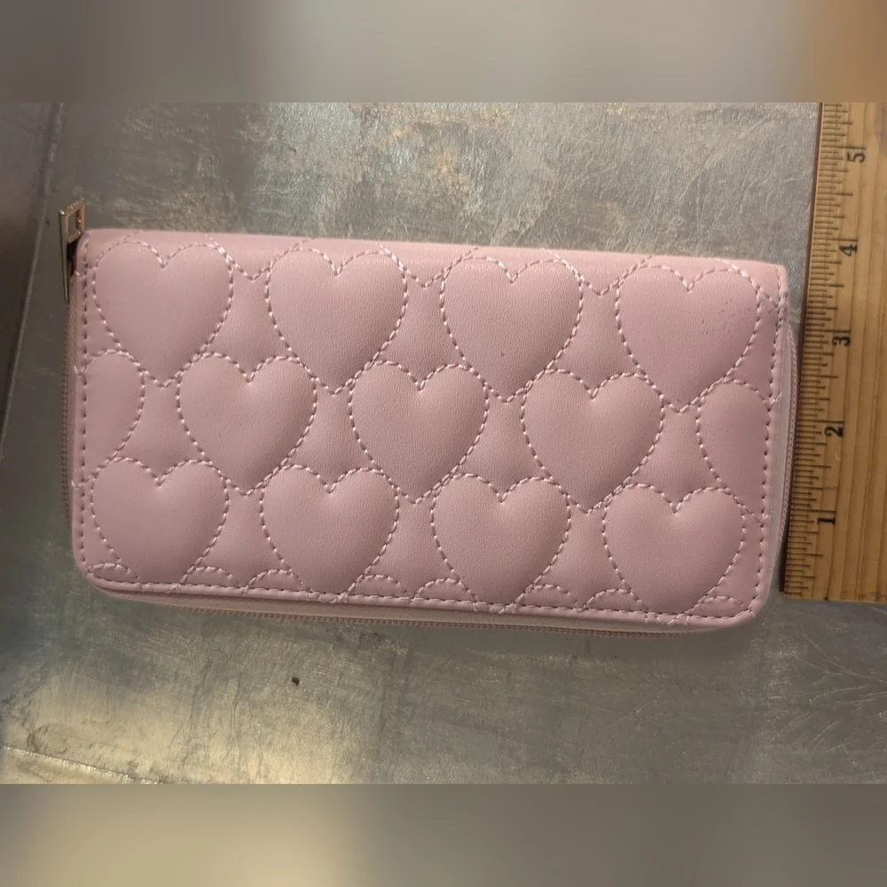 🩷 Kipling Live Light Pink Hearts Cosmetic Bag, Wallet CC Holder